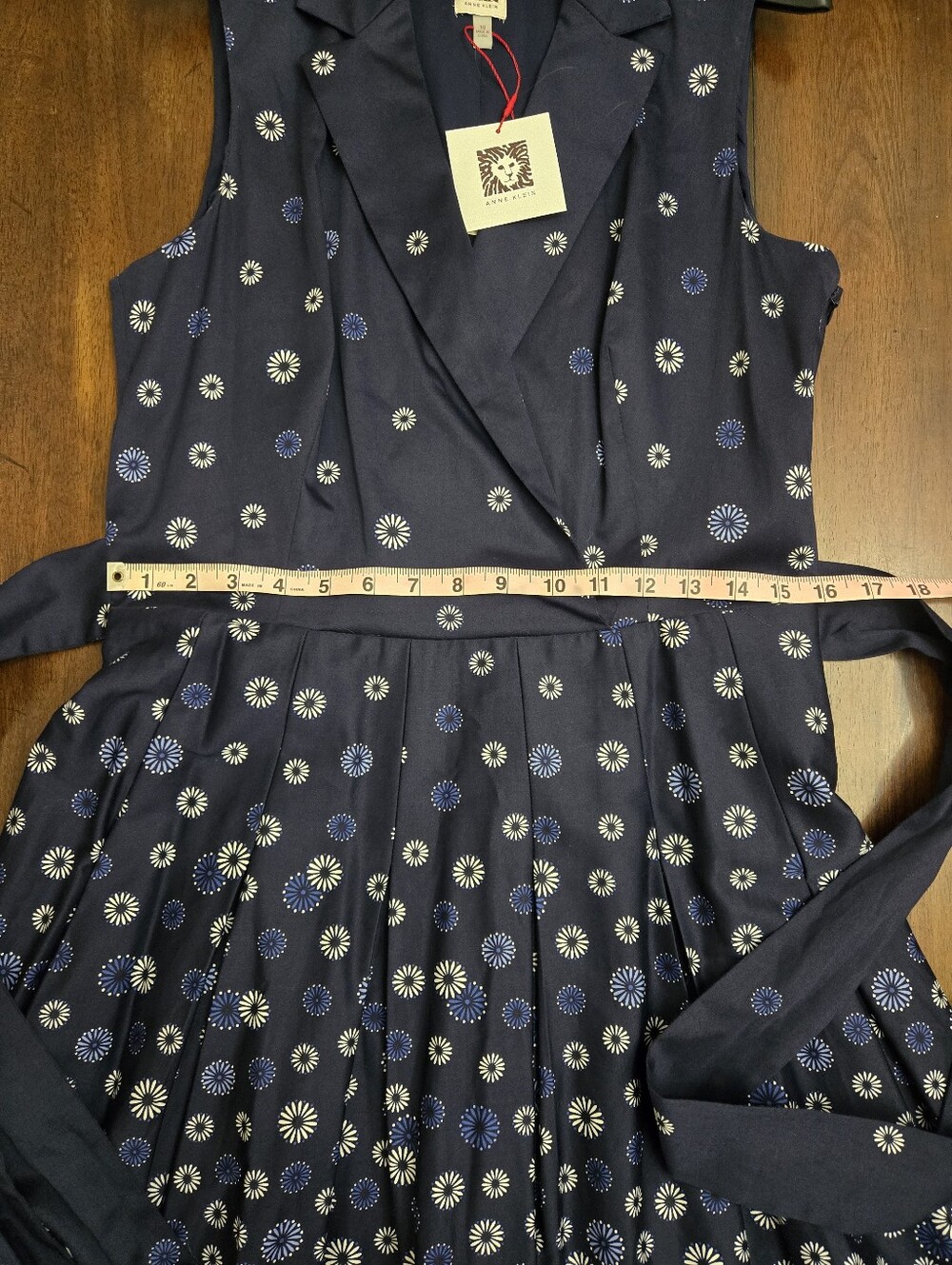 Anne Klein Navy Sleeveless Floral Dress - Picture 7 of 8